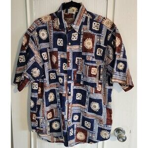Vtg Territory Ahead Men's Sz M Button Up Shirt African Tribal Abstract 1 Pocket